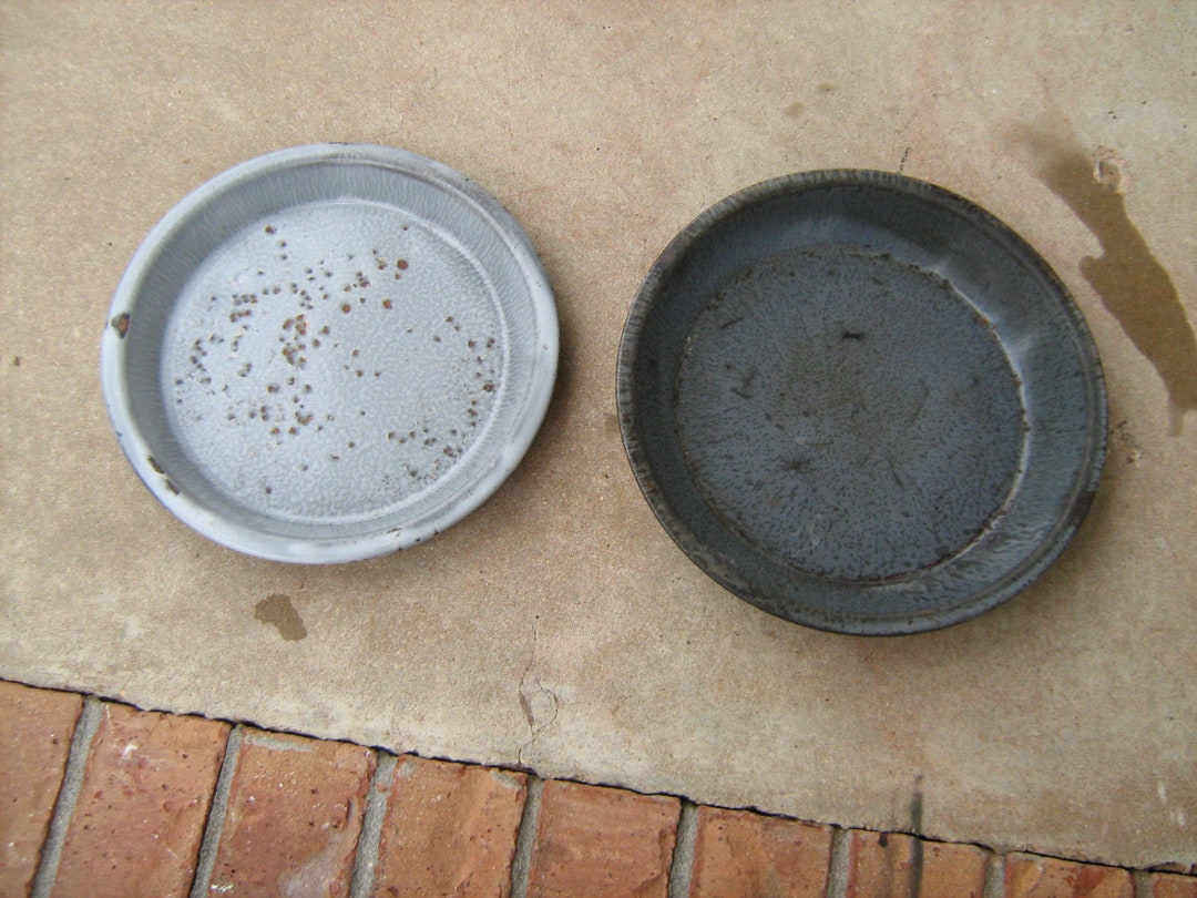 2 Vintage Grey Swirl Graniteware/ Enamelware Pie Pans Etsy