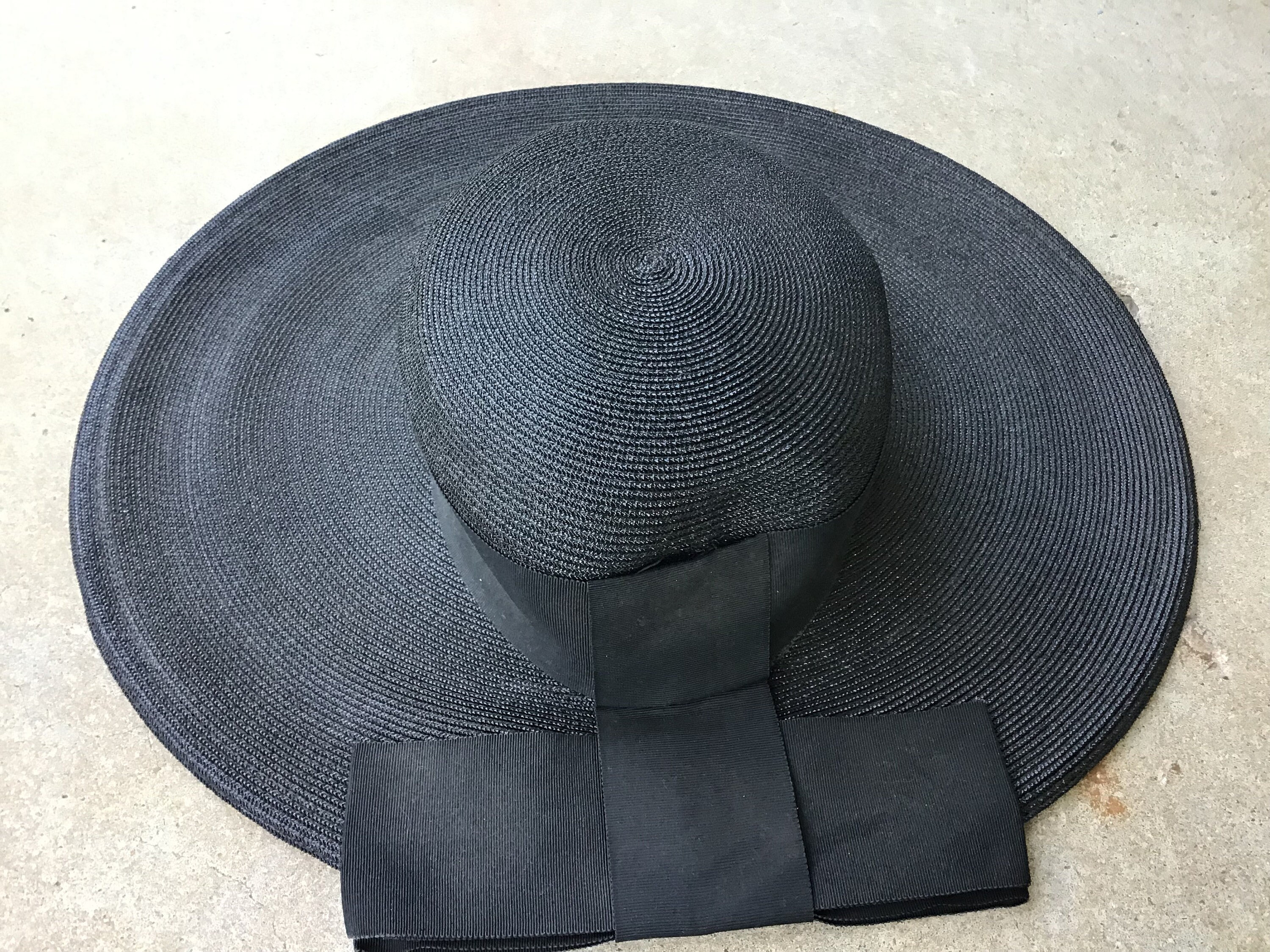 Vintage Ladies Black Wide Brim Hat Styled by Janet - Etsy