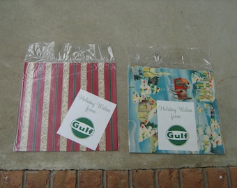 lot of 2 unopened packs 1950s holiday wishes from gulf oil giveaway christmas wrapping paper   L-2