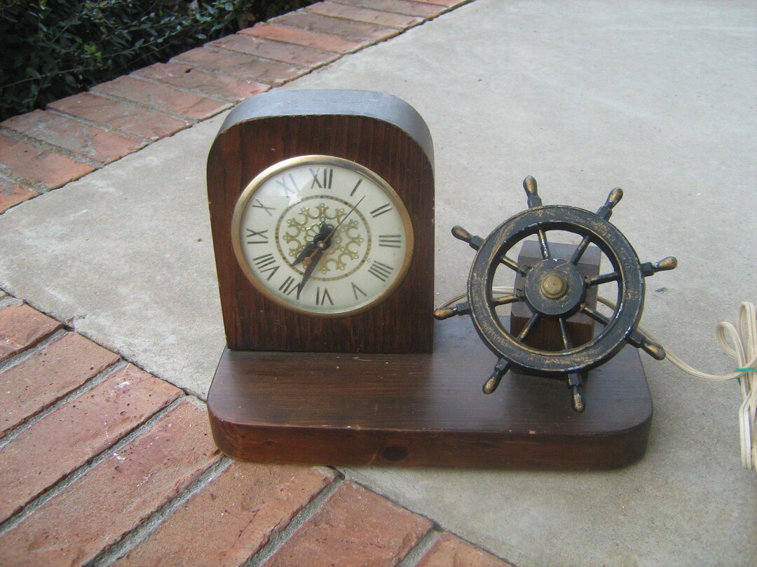 Vintage Lanshire Wood Ship Clock Nonworking for Repair or Parts Etsy