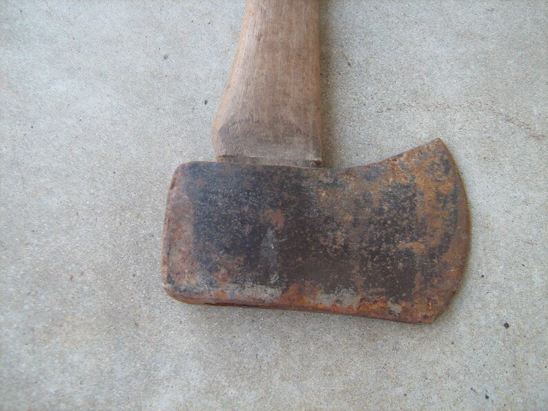 vintage old single bit long handle axe