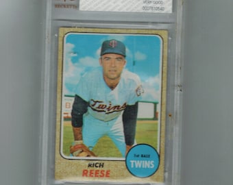 1968 topps Rich Reese Twins # 111 baseball card graded 3 very good  by  Beckett grading services