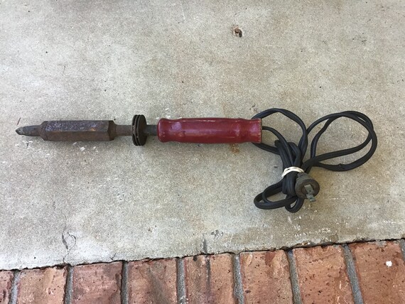 Vintage Working Red Wood Handle Soldering Iron - Etsy