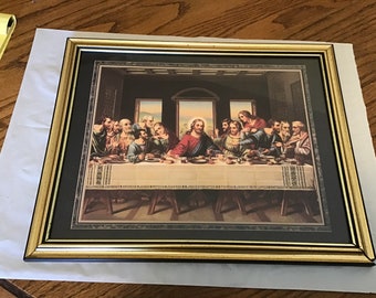 Vintage 12 x 15 Jesus and the disciples last supper