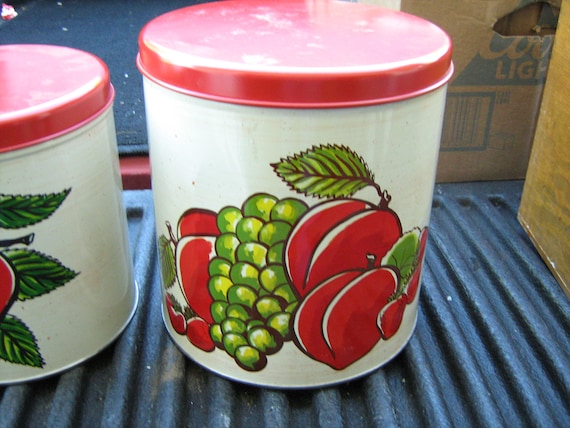 3 Piece Round Tin Ballonoff Cleveland Ohio Made in U.S.A. Fruit