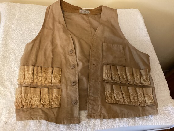 Small Vintage 1950-60s Sears & Roebuck Brown Canvas Hunting Vest 