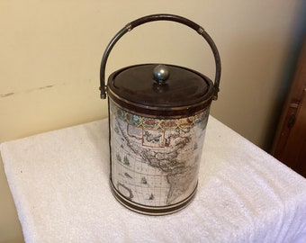 Vintage world map ice bucket