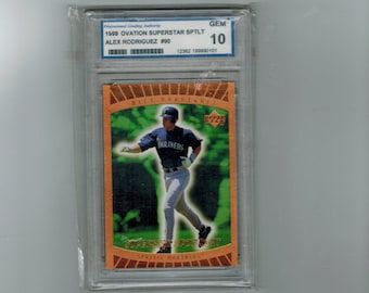 1999 ovation superstar sptlt Alex Rodriguez  # 90 baseball card graded GEM 10