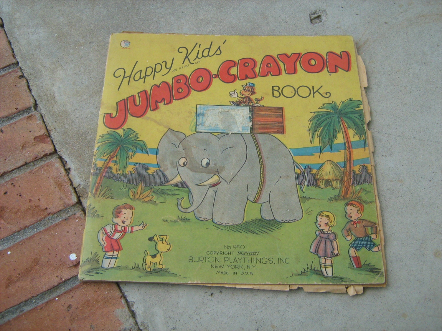 Download Antique 1934 Used Happy Kids Jumbo Crayon Coloring Book From Etsy