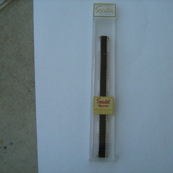 1960s  new old stock speidel ladies black Twist -0- Flex watch band  stock no. 2211/3  made in U.S.A.