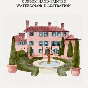 Custom Digital Watercolor Wedding Venue Illustration, Custom venue painting, Wedding illustration, Venue Painting for Wedding Invitation