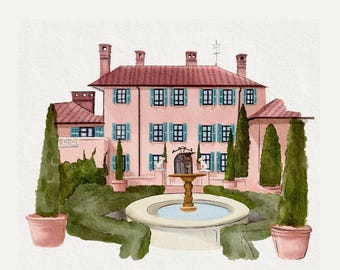 Custom Digital Watercolor Wedding Venue Illustration, Custom venue painting, Wedding illustration, Venue Painting for Wedding Invitation