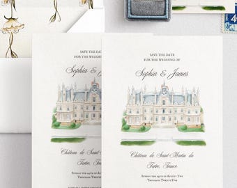 Custom Digital Watercolor Wedding Venue Illustration, Custom venue painting, Wedding illustration, Venue Painting for Wedding Invitation