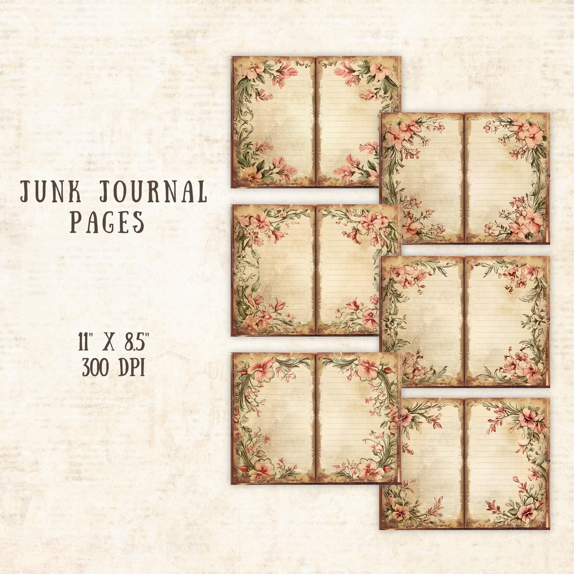 Antique Floral Junk Journal Printable Pages, Vintage Flowers Junk ...