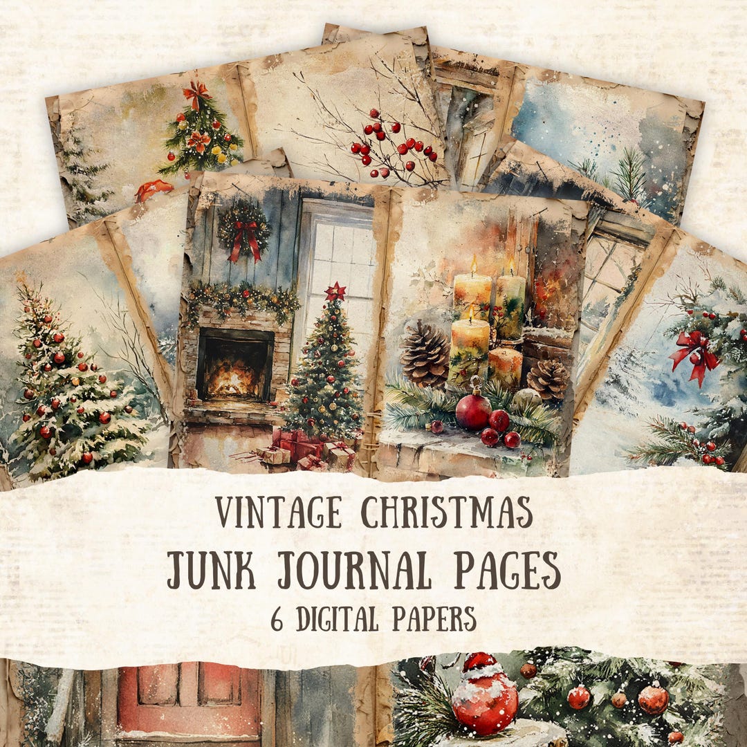 Vintage Christmas Junk Journal Printable Pages, Christmas Junk Journal ...