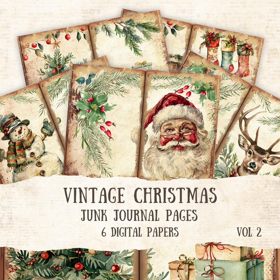 Vintage Christmas Junk Journal Printable Pages, Christmas Junk Journal ...