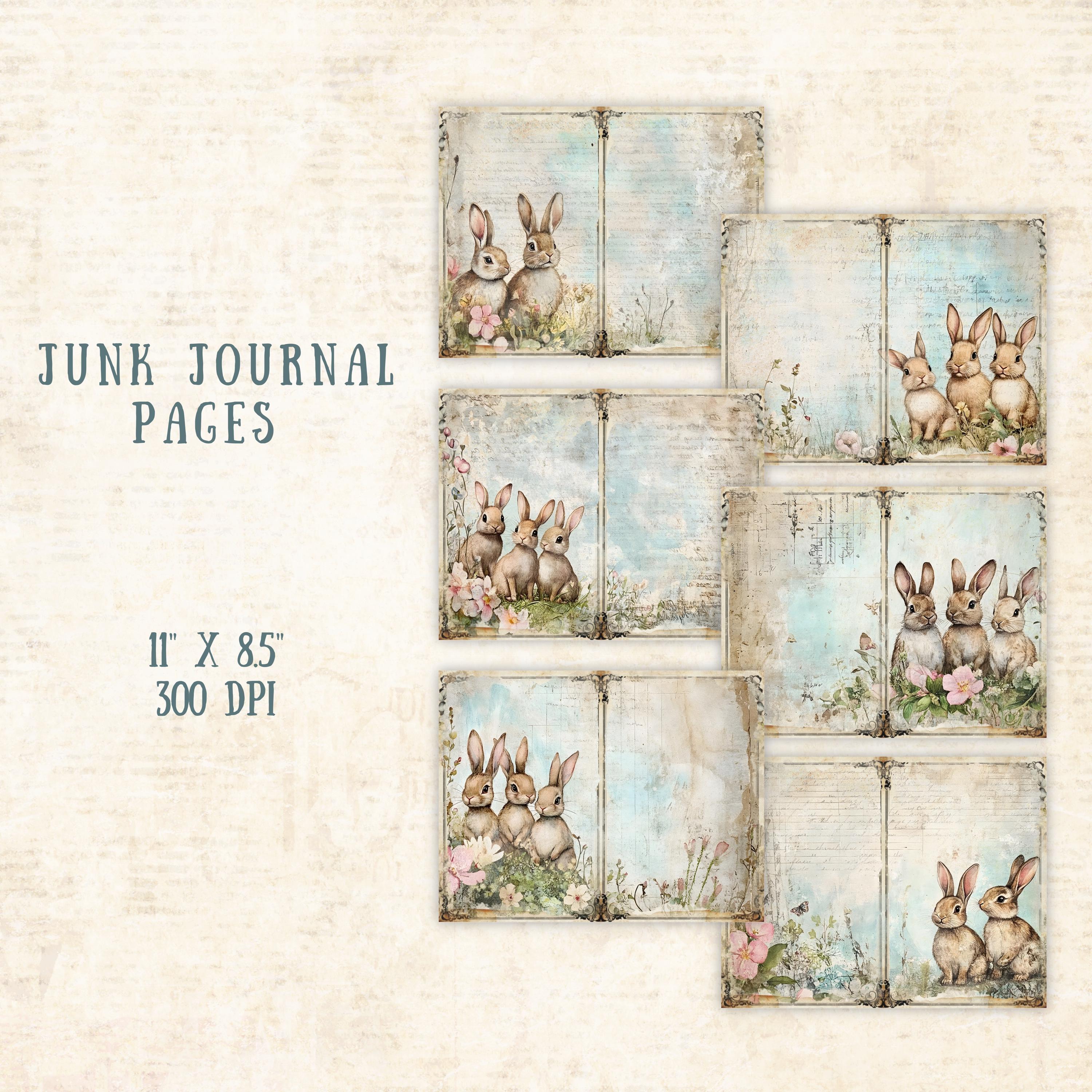 Vintage Easter Junk Journal Printable Pages, Vintage Bunnies Junk ...