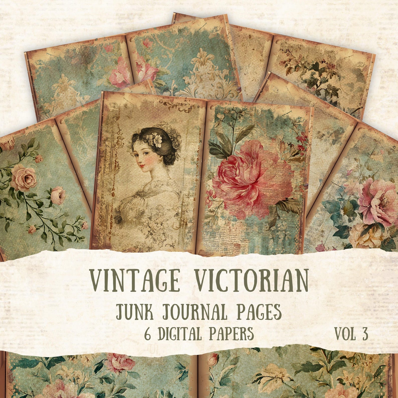 Vintage Victorian Junk Journal Printable Pages, Floral Junk Journal ...