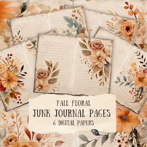 秋の罫線入りジャンクジャーナルページ、即時ダウンロード、秋の