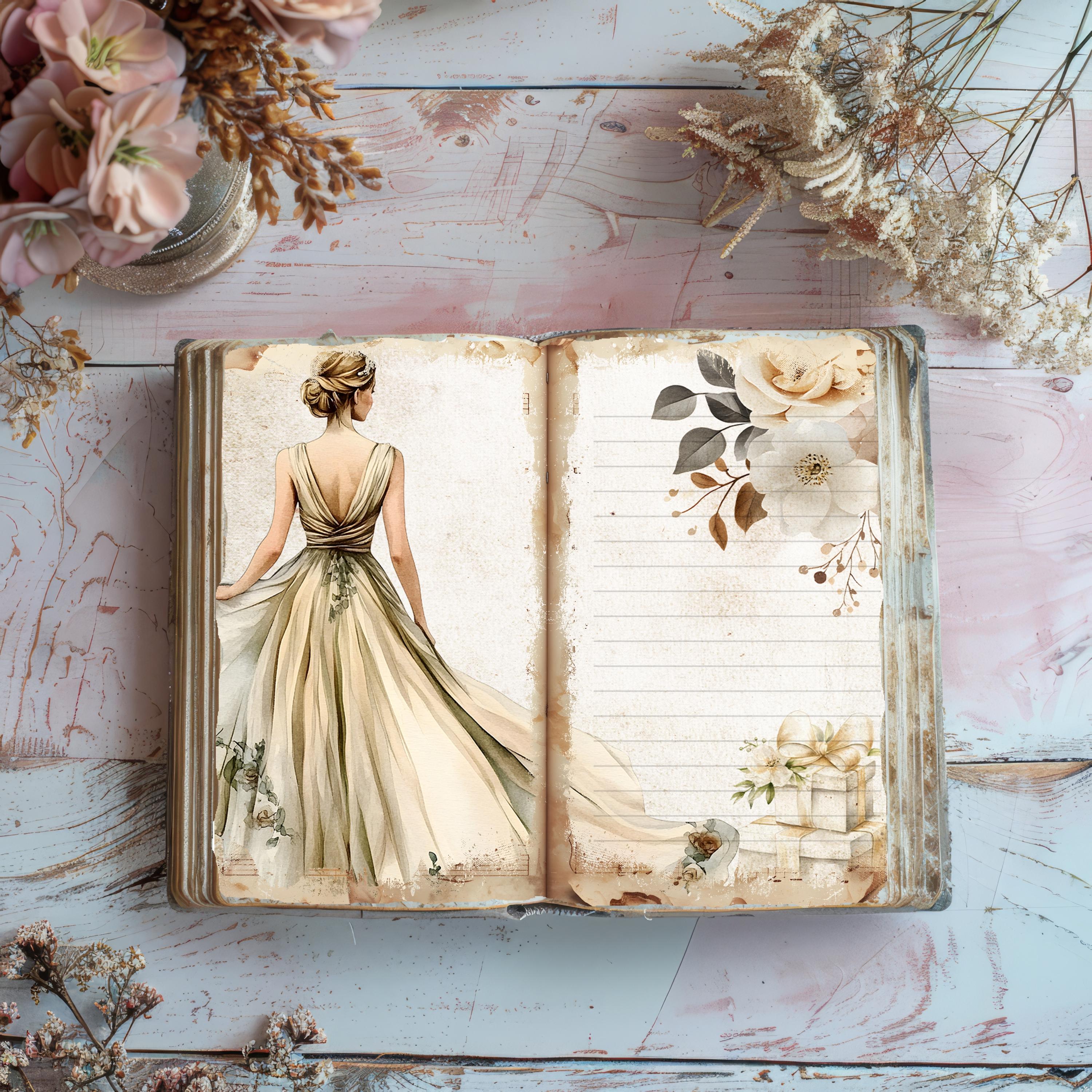 Vintage Bride Junk Journal Printable Pages, Vintage Wedding Junk ...