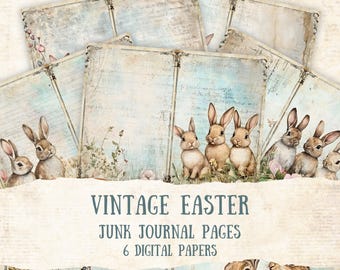 Vintage Easter Bunnies Junk Journal Printable Pages, Vintage Junk ...