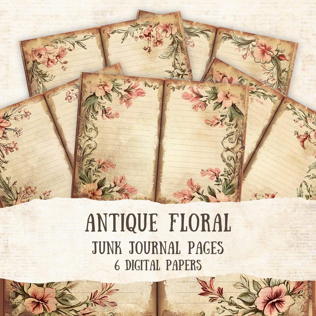 Antique Floral Junk Journal Printable Pages, Vintage Flowers Junk ...