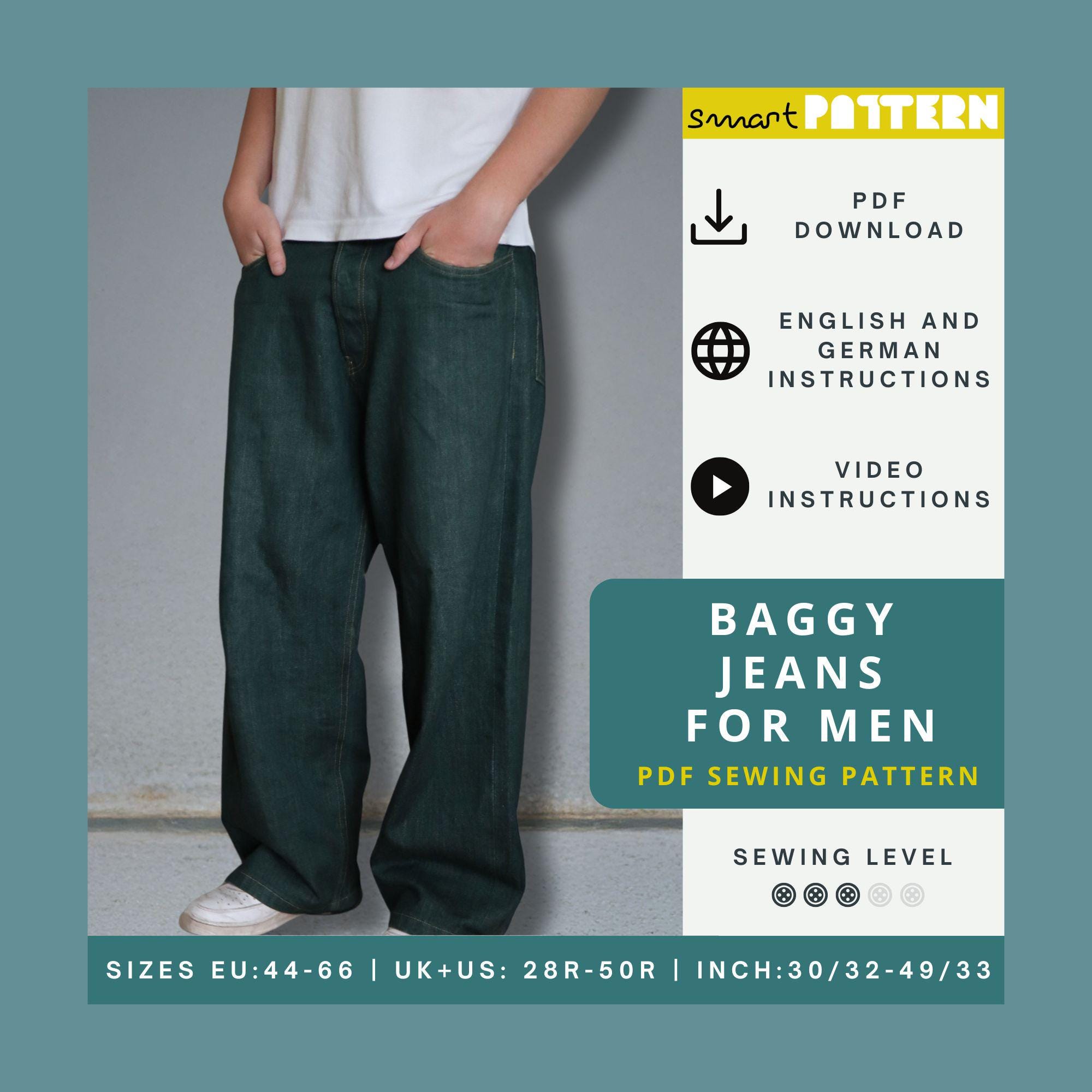Youao Jeans Larghi per Uomo - Jeans Cargo Jeans Uomo Pantaloni,Cargo Jeans Men Hip-Hop Y2K Style Youao Jeans Larghi per Uomo - Jeans Cargo Jeans Uomo Pantaloni,Cargo Jeans Men Hip-Hop Y2K Style