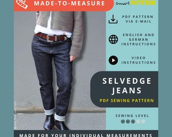 Made-to-Measure Selvedge Jeans Sewing Pattern: Tapered Fit (PDF)