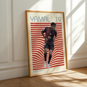 Lamine Yamal Barcelona FC Poster – Rising Star Football Print – Minimalist Soccer Wall Art – La Liga Decor – Youth Talent Gift