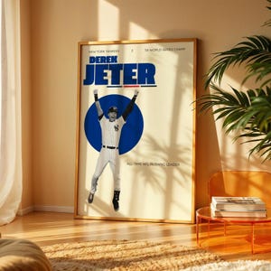Derek Jeter Poster New York Yankees Print MLB Baseball Wall Art A4 A3 A2 A1 Champion Sports Decor Gift for Yankees Fans