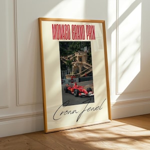 モナコグランプリポスター フォーミュラ1 ウォールアート F1レーシングプリント クラウンジュエル モータースポーツ フェラーリ ヴィンテージ トラック装飾 モンテカルロサーキット F1ギフト