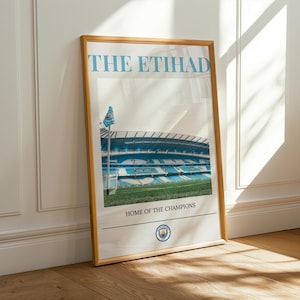 The Etihad Stadium Poster, Man City Stadium – Minimalistic Print | Manchester City FC Wall Art | Man City Football Print | Champions Decor
