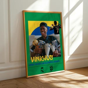 Vinícius Júnior Poster - Real Madrid & Brazil Football Art - Joga Bonito Print - Soccer Wall Decor - Vini JR Real Print