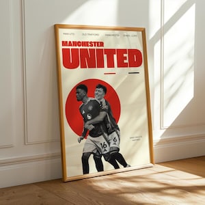 Manchester United Poster | Old Trafford Football Print | Diallo & Martínez Wall Art | Minimalist Soccer Decor | Man Utd Gift | MUFC Fan Gift