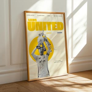 Leeds United Promotion 2025 Poster Championship Winners Print Ethan Ampadu Trophy Wall Art Elland Road Decor LUFC Fan Gift Football Print