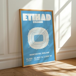 Etihad Stadium Manchester City Print Man City Football Ground Poster Gift for Manchester City Fans Etihad Art Wall Decor A3 A2 A1