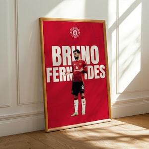 Bruno Fernandes Manchester United Poster | Man Utd Football Print | Premier League Wall Art | MUFC Fan Gift | Bruno United Print