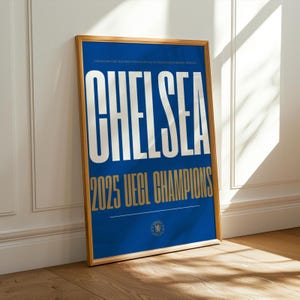 Chelsea FC 2025 UECL Champions Poster European Trophy Wall Art Chelsea Football Print Stamford Bridge Decor Gift for Blues Fans A3, A2 & A1
