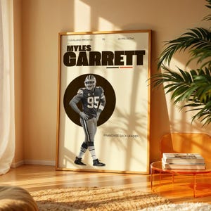 Myles Garrett Poster Cleveland Browns Print NFL Football Wall Art A4 A3 A2 A1 Sack Leader Gift for Browns Fans