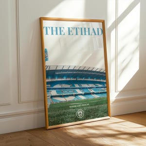 Manchester City FC Stadium Print | Etihad Stadium Poster | Gifts for Man City Fans | Man City FC Wall Art | Premier League Stadium Art
