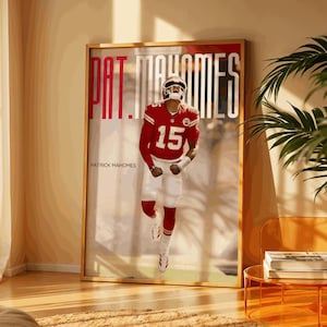 Patrick Mahomes Poster – NFL Wall Art – Kansas City Chiefs Print – American Football Decor – Sports Fan Gift