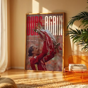 Virgil Van Dijk Liverpool Poster Premier League Champion Print Football Wall Art Reds Victory Decor Gift for LFC Fans Home Display