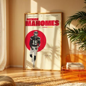 Patrick Mahomes Poster Kansas City Chiefs Print NFL Wall Art Mahomes Decor Football Super Bowl Gift Sports Artwork NFL MVP Print