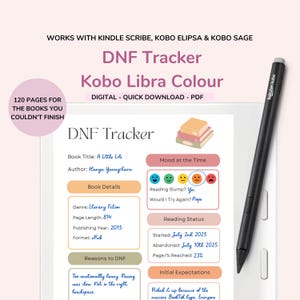 Kobo Libra Colour DNF Book Tracker: Digital Reading Journal (PDF Download)