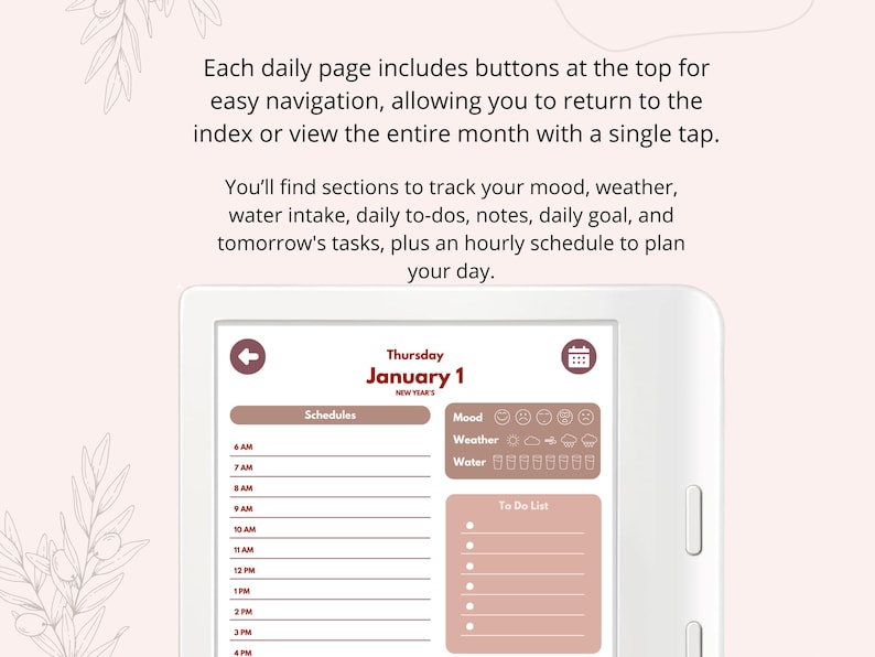 2026 Digital Daily Planner for Kobo Libra Colour (Downloadable Journal) image 5