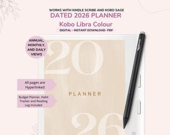 2026 Digital Daily Planner for Kobo Libra Colour (Downloadable Journal)