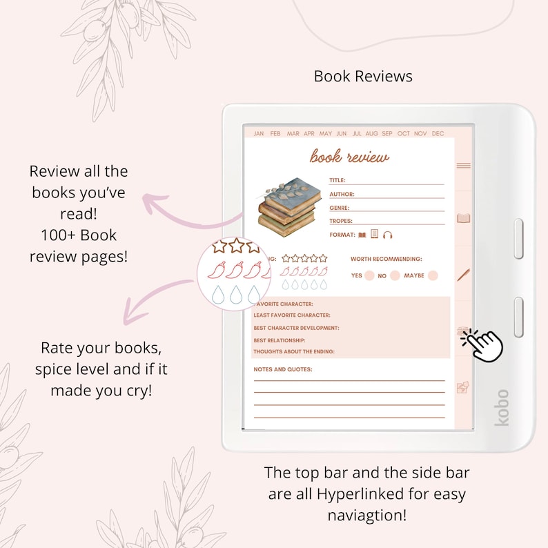 Kobo Libra Colour Reading Journal Book Review Planner Book TBR Shelves Planner Pen Stylus games template puzzles notes (Digital Download) image 6