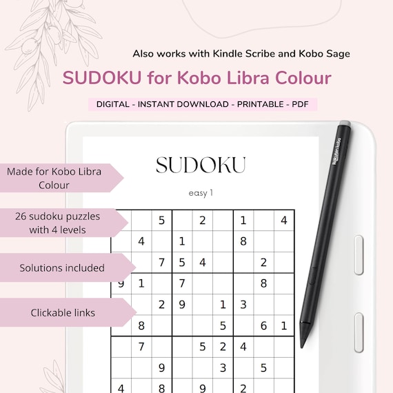 Kobo Libra Colour Sudoku Game: 26 Pages (Digital Download)