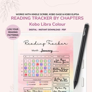 Kobo Libra Colour Reading Tracker: Monthly Chapter Log (Digital Download)