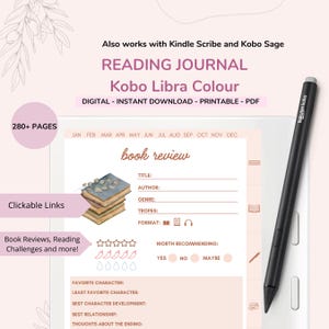Kobo Libra Colour Reading Journal Book Review Planner Book TBR Shelves Planner Pen Stylus games template puzzles notes (Digital Download)